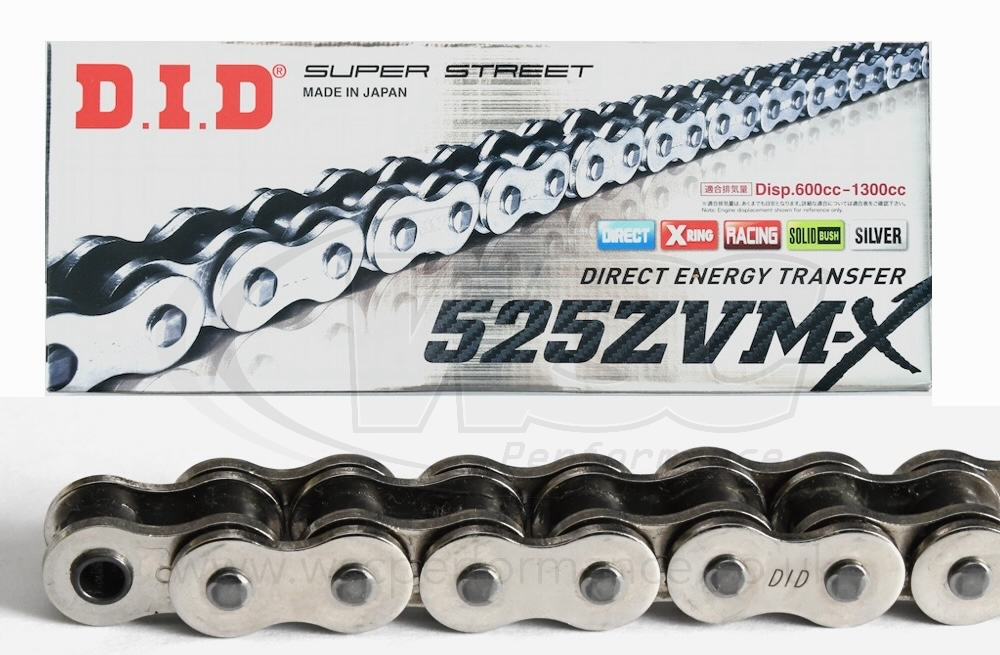 DID 525 ZVM-X Super Street Extra Heavy Duty Chain - Choice of Length and Colour