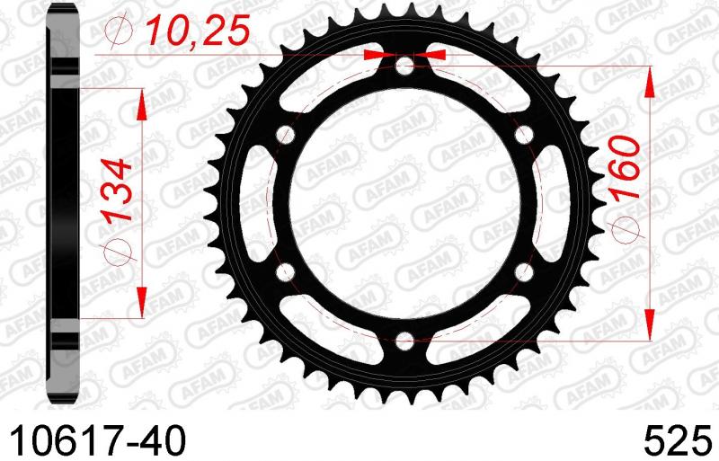 AFAM Steel Rear Sprocket 10617-40 Black