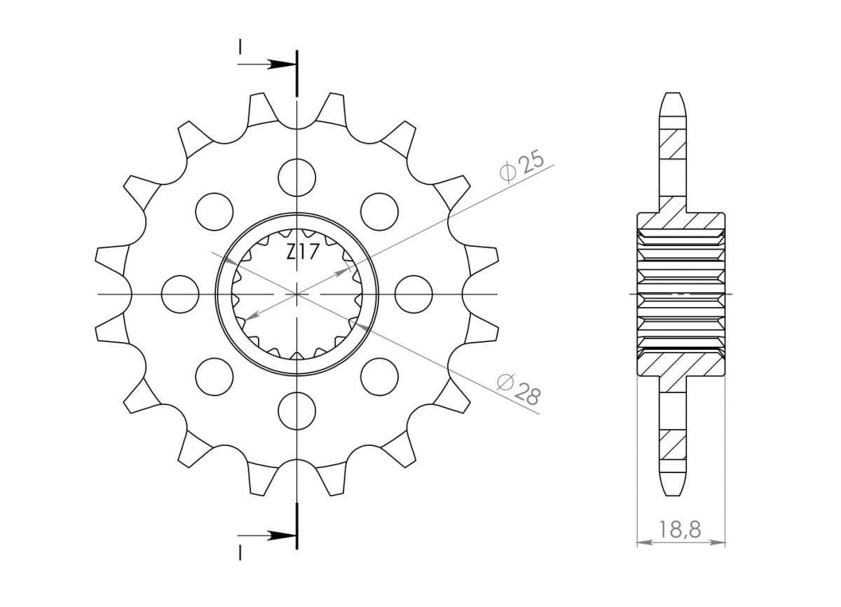 Supersprox Steel Front Sprocket CST-705:17 - 520 Conversion - 0