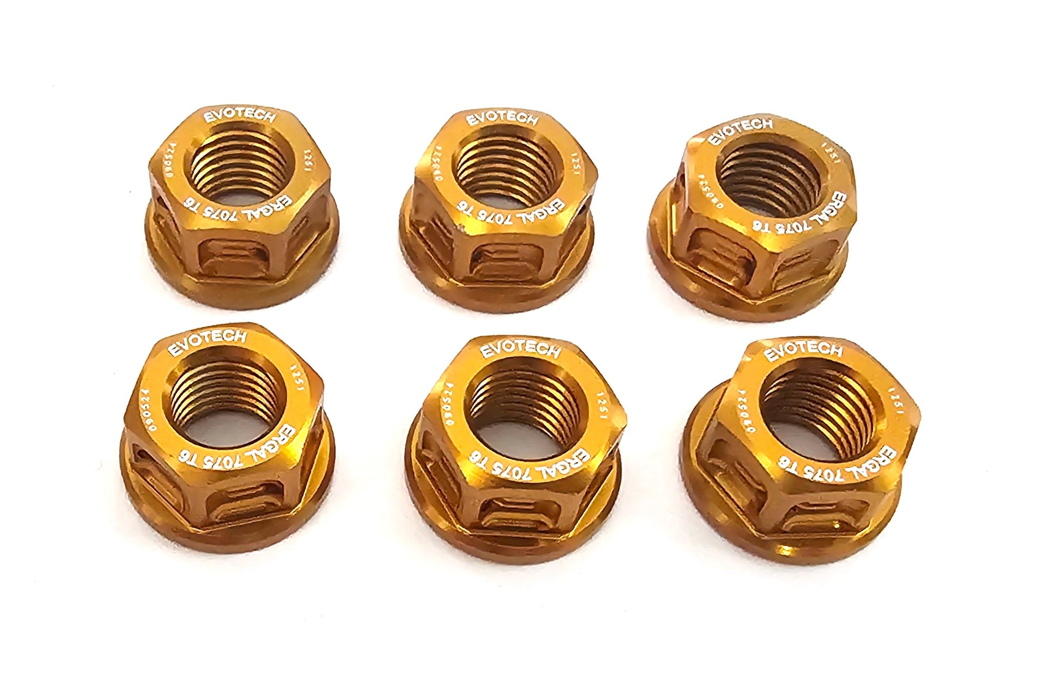 Buy gold Evotech Aluminium M10 Sprocket Nut 10mm x 1.25mm (6 Pack)