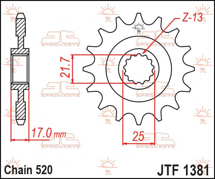 JT Rubber Bushed Counter Shaft Sprocket - JTF1381.15RB