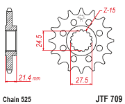 JT Front Steel Sprocket JTF709.16