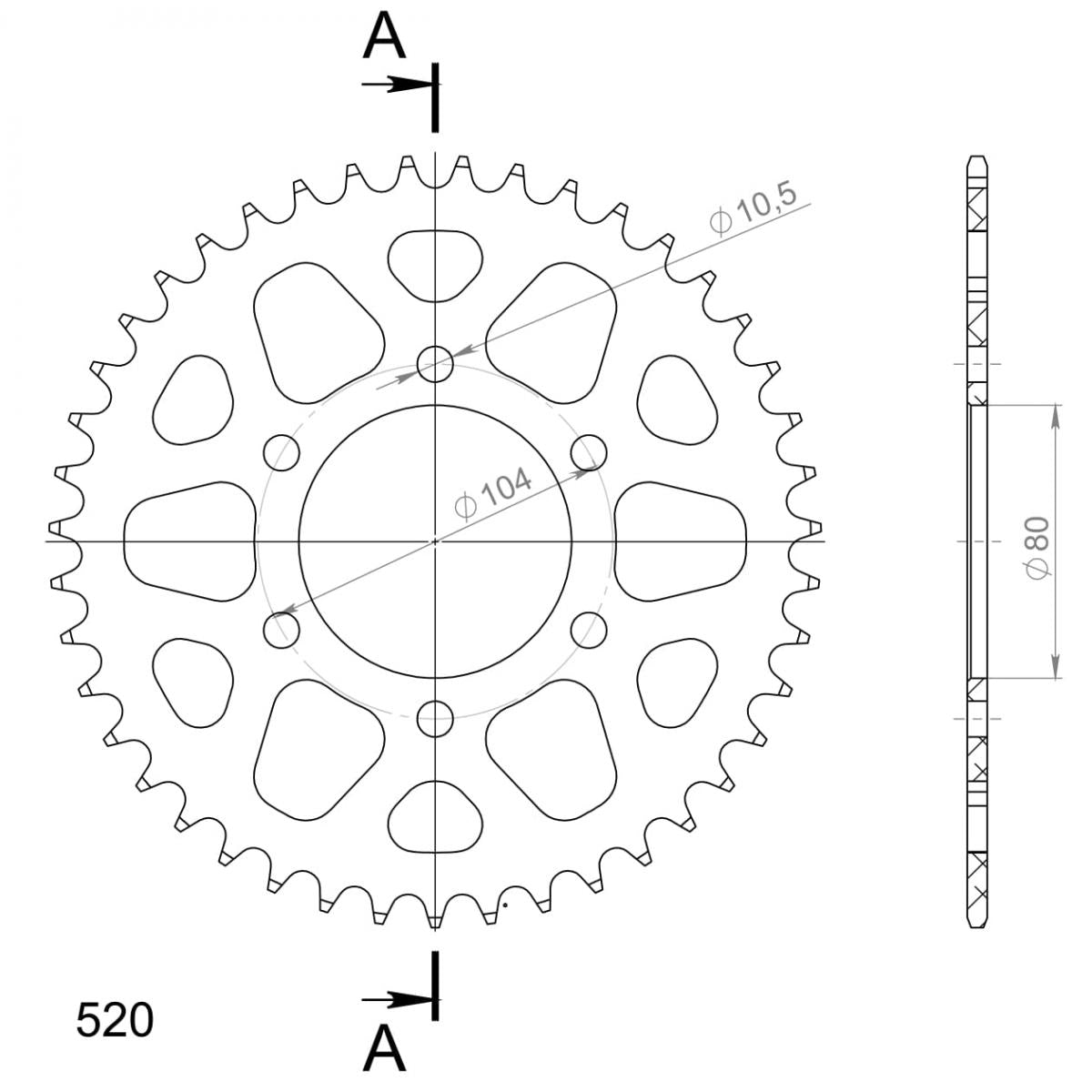 Supersprox Aluminium Rear Sprocket RAL-478:45