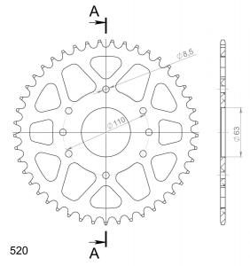 Supersprox Aluminium Rear Sprocket RAL-905:45