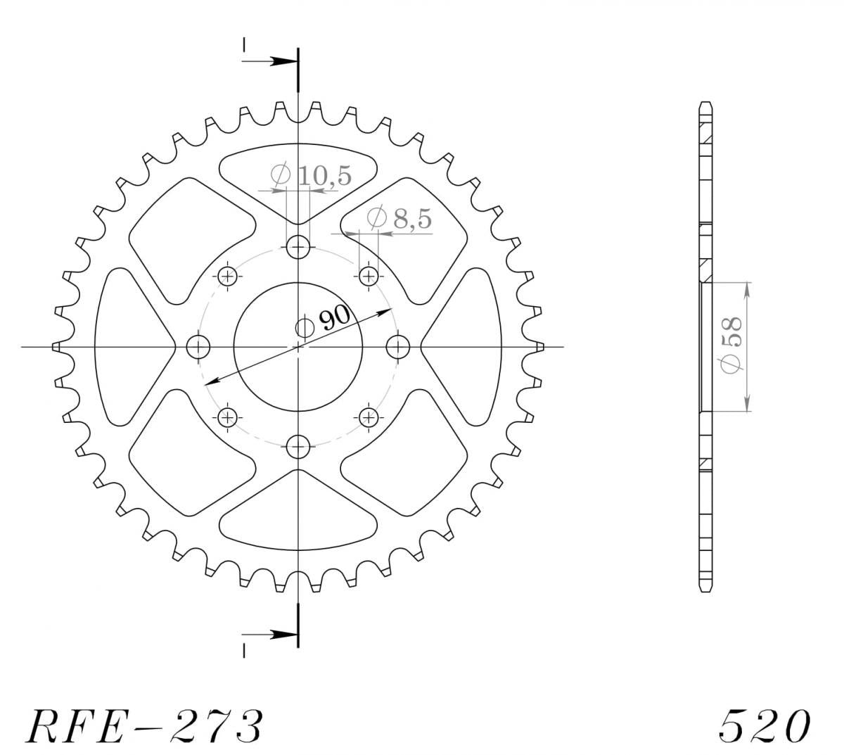 Supersprox Racing Steel Rear Sprocket RFE-273:45-BLK