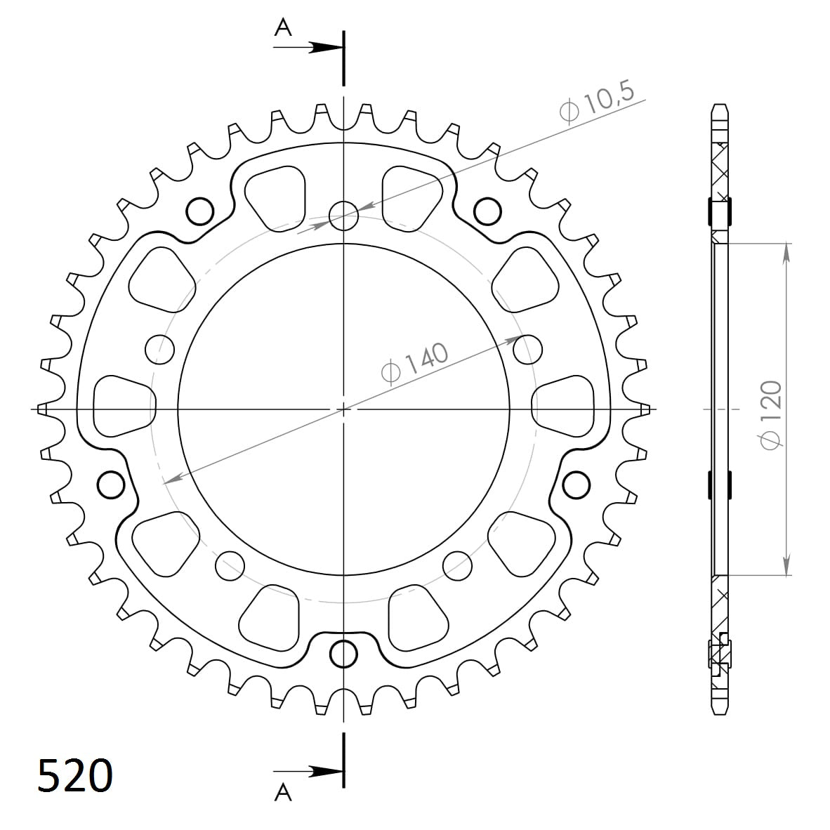 Supersprox Stealth Rear Sprocket RST-1793:45 - 520 Conversion