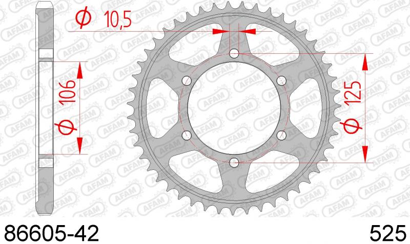 AFAM Steel Rear Sprocket 86605-42