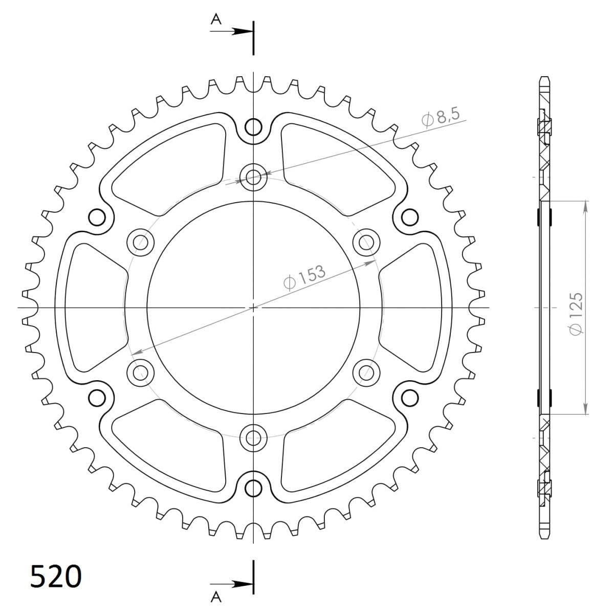 Supersprox Stealth 520 Pitch Rear Sprocket RST-210:50-BLK